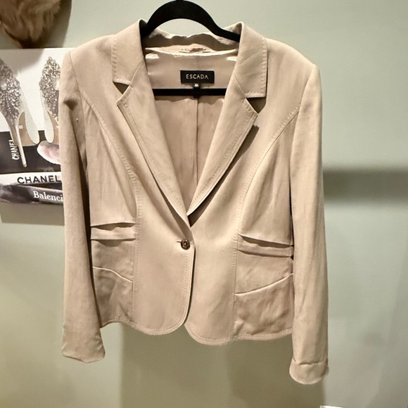 Escada Linen Cream Pleat back Blazer/Jacket Size 44/XL MSRP $325 - Picture 9 of 15